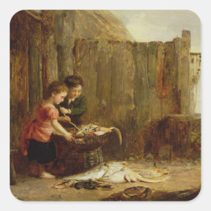 The Morning Catch, 19th century Square Sticker