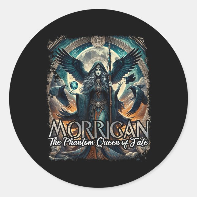 The Morrigan Irish Celtic Mythology Raven Crow War Classic Round Sticker (Front)