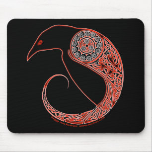 The Morrigan Raven Celtic mousepad in black