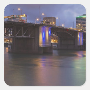 The Morrison bridge over the Willamette river Square Sticker