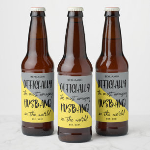 The Most Amazing Husband Year Established Beer Bottle Label