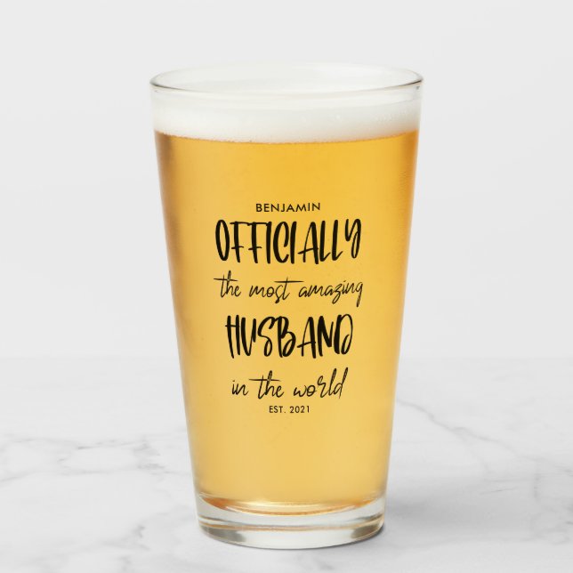The Most Amazing Husband Year Established Glass (Front Filled)