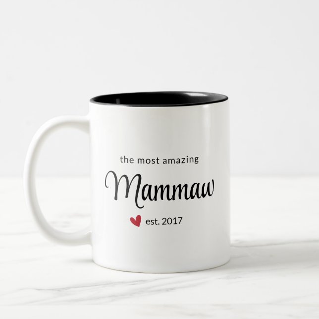 The Most Amazing Mammaw Est Date Photo Gift Two-Tone Coffee Mug (Left)