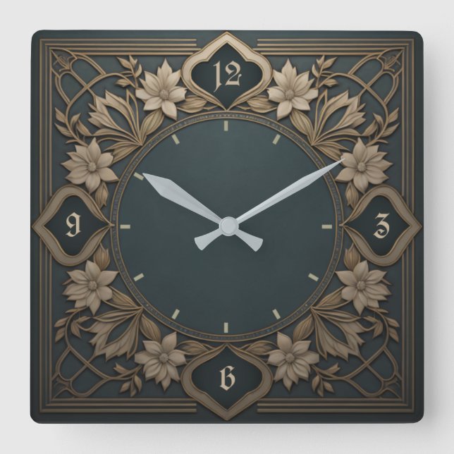 The most beautiful Art Deco Square Wall Clock (Front)