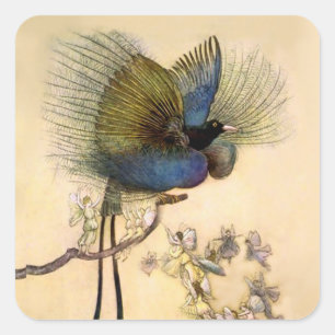 “The Most Beautiful Bird” by Warwick Goble Square Sticker