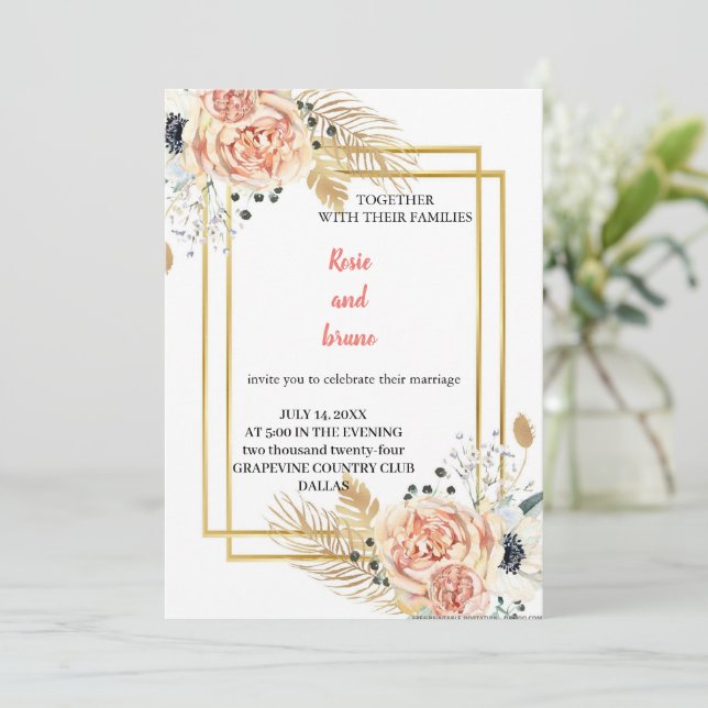 the most elegant pink wedding invitation (Standing Front)