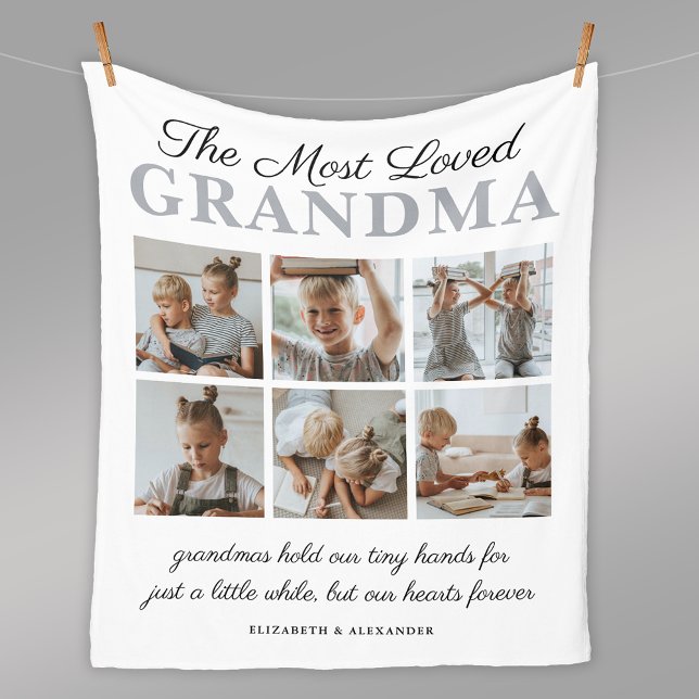 The Most Loved Grandma Photo Fleece Blanket (Creator Uploaded)