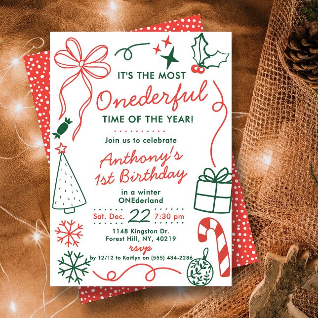 The Most Onederful Time Of The Year 1st Birthday Invitation (Creator Uploaded)