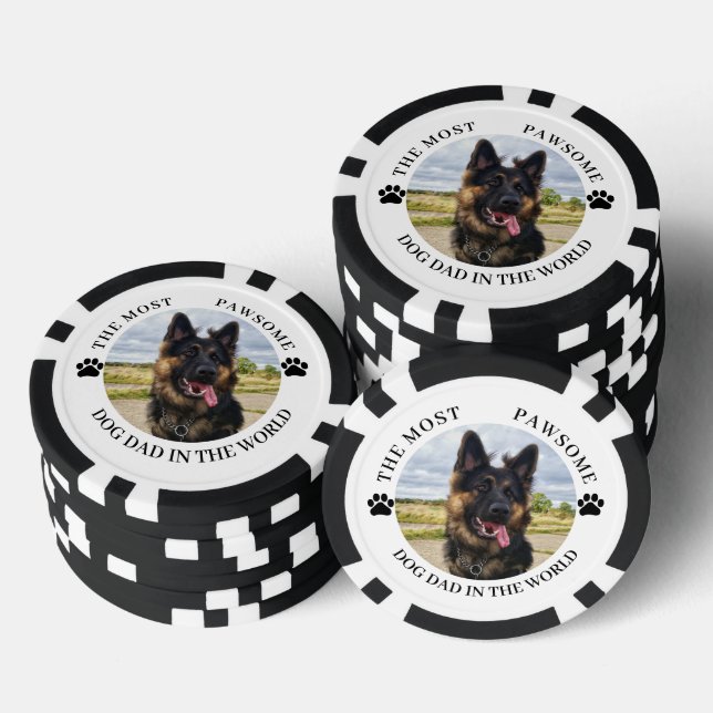 The Most Pawsome Dog Dad  Poker Chips (Stack)