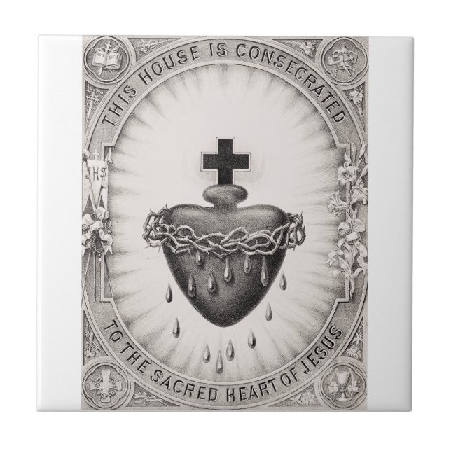 The Most Sacred Heart of Jesus Symbol of Divine  Ceramic Tile (Front)