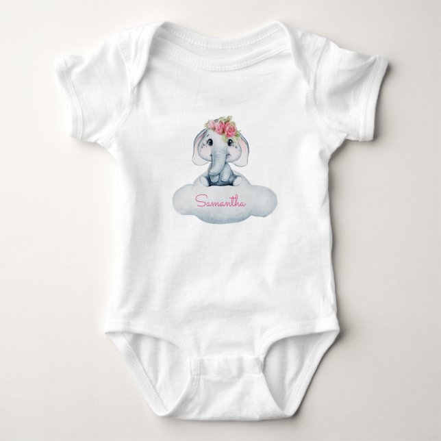 The Most Screamingly Cute Baby Elephant Ever!  Baby Bodysuit (Front)