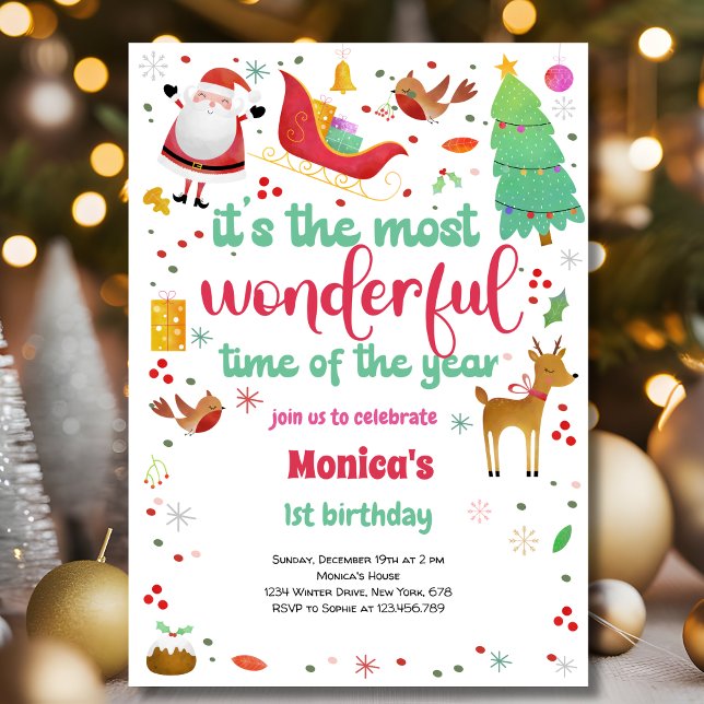 The most wonderful christmas birthday invitation (Creator Uploaded)