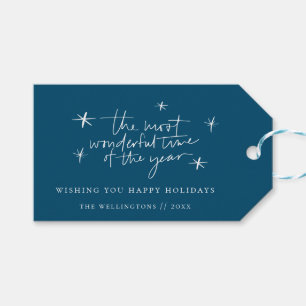 The Most Wonderful Time Of The Year Blue Holiday Gift Tags