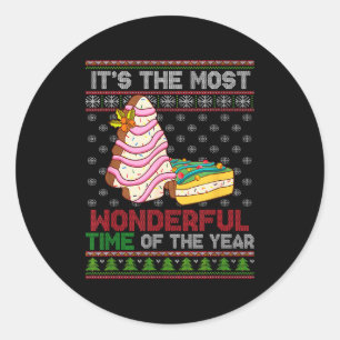 The Most Wonderful Time Of The Year Christmas Tree Classic Round Sticker