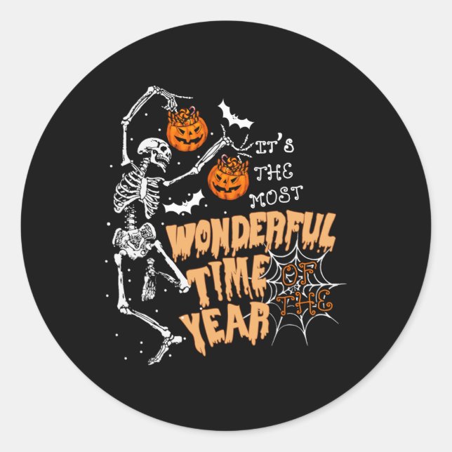The Most Wonderful Time Of The Year Dance Skeleton Classic Round Sticker (Front)