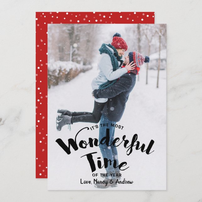 The Most Wonderful Time Of The Year Elegant Photo Holiday Card (Front/Back)