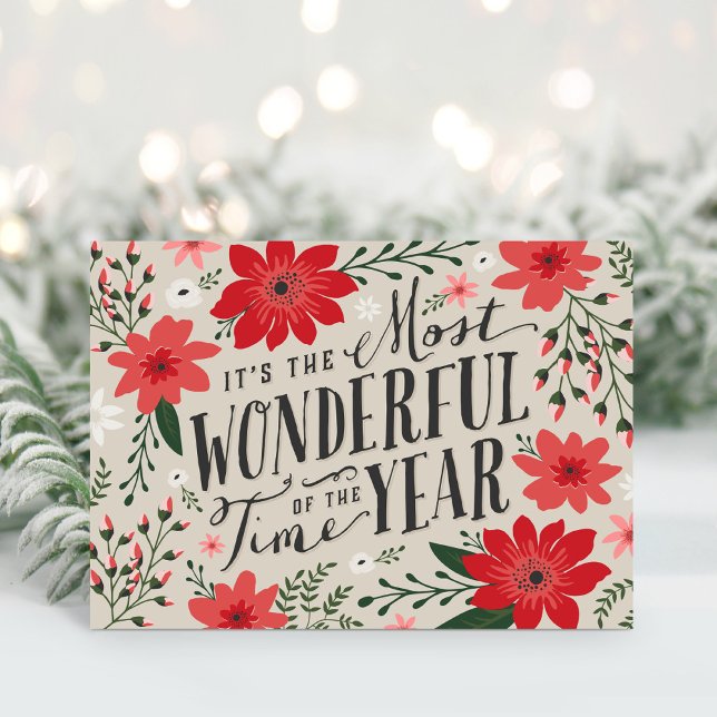 The Most Wonderful Time of Year Holiday Floral Card (Creator Uploaded)