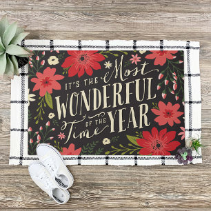 The Most Wonderful Time of Year Holiday Floral Doormat