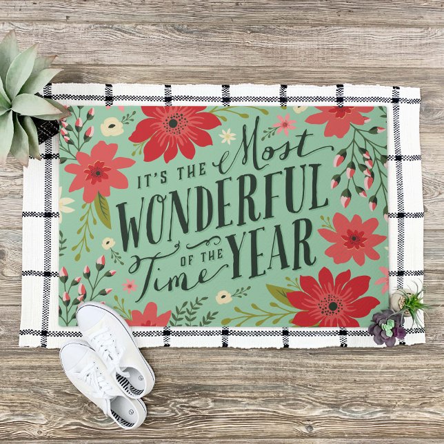 The Most Wonderful Time of Year Holiday Floral Doormat (Creator Uploaded)