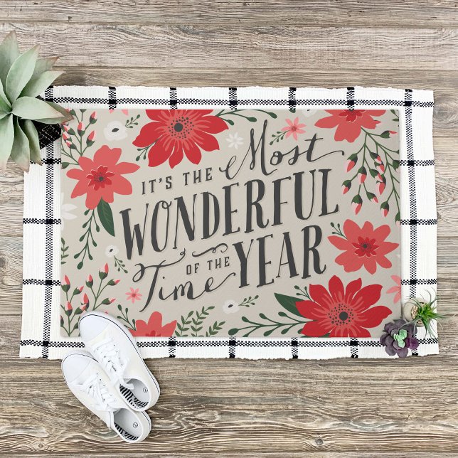 The Most Wonderful Time of Year Holiday Floral Doormat (Creator Uploaded)