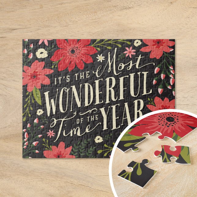 The Most Wonderful Time of Year Holiday Floral Jigsaw Puzzle (Creator Uploaded)