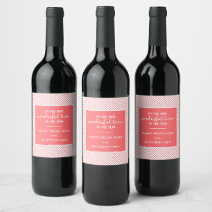 The Most Wonderful Time Of Year Pink Holiday Wine Label