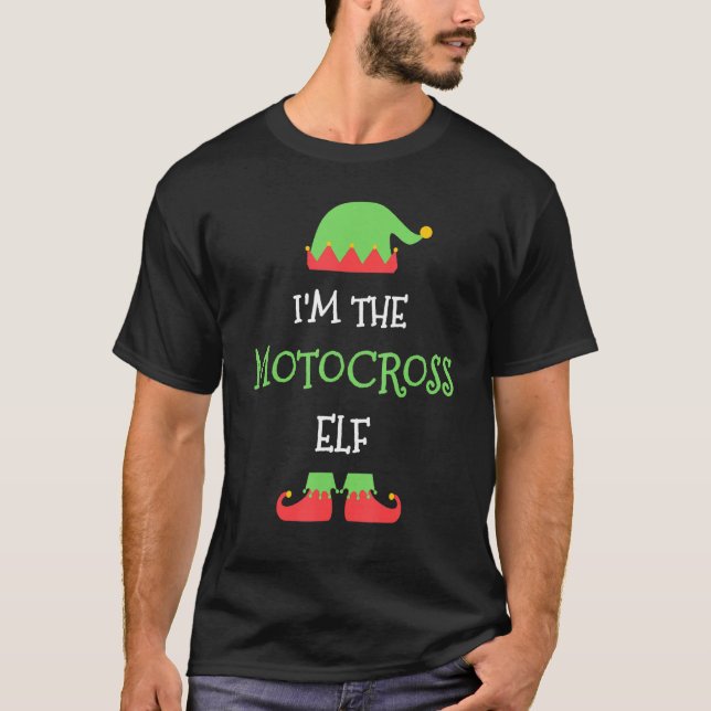 The Motocross Elf Christmas Family Matching Group  T-Shirt (Front)