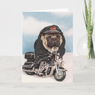 The Motorcycle Biker Pug Dog Card