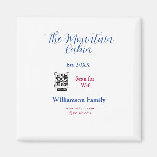 The mountain cabin add family name Q R scan wifi Magnet