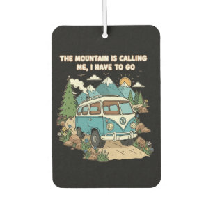 The Mountain Is Calling Retro Camper Van Nature Car Air Freshener