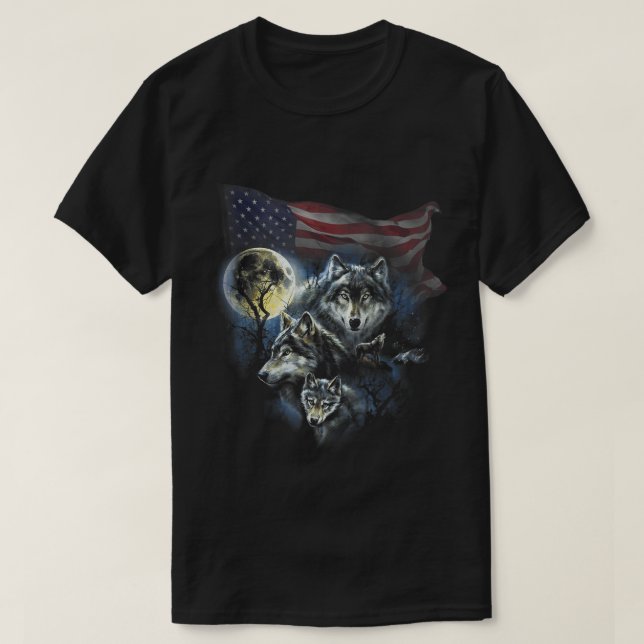 The Mountain Men's wolfs Lookout Flag american T-Shirt (Design Front)