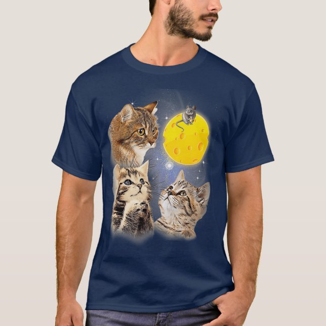 The Mountain Three Kitten Cheese Moon T-Shirt (Front)