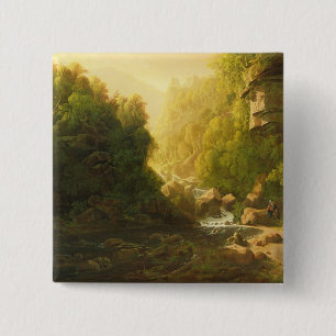 The Mountain Torrent, c.1820-30 (oil on canvas) 15 Cm Square Badge