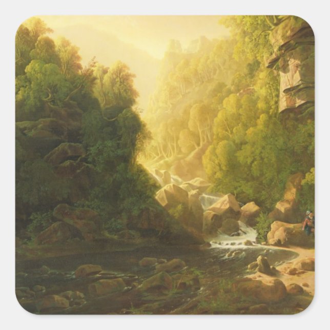 The Mountain Torrent, c.1820-30 (oil on canvas) Square Sticker (Front)