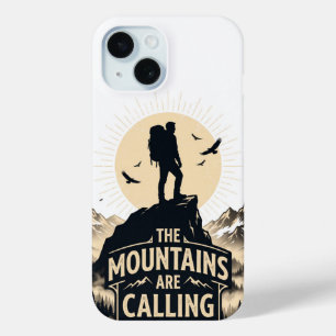 The Mountains Are Calling Adventure Silhouette iPhone 15 Case