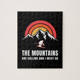 The Mountains Are Calling And I Must Go Skier Jigsaw Puzzle