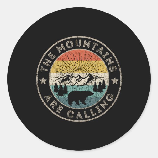 The Mountains Are Calling Classic Round Sticker (Front)