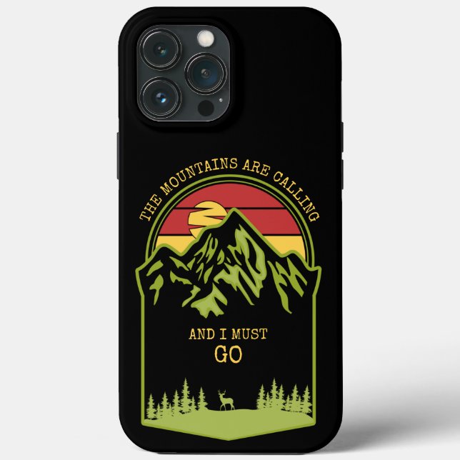 The Mountains Are Calling Forest Sunset Deer  Case-Mate iPhone Case (Back)