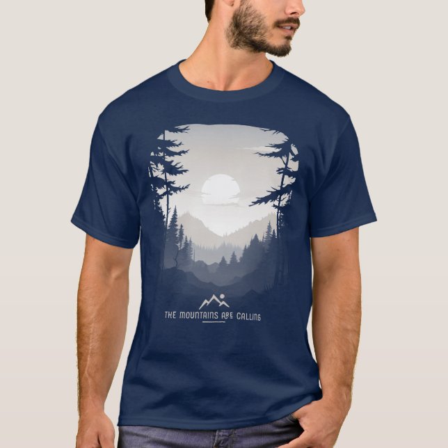 The Mountains Are Calling Graphic Forest Mist T-Shirt (Front)