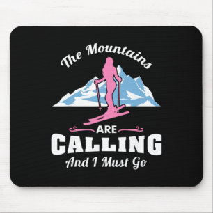 The Mountains Are Calling I Must Go Skiing Ski Slo Mouse Pad