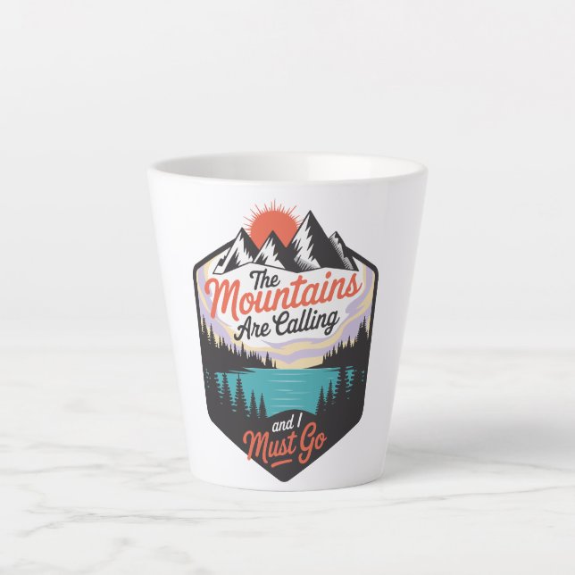 The Mountains Are Calling - Nature Adventure Latte Mug (Front)