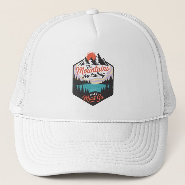 The Mountains Are Calling - Nature Adventure Trucker Hat (Front)