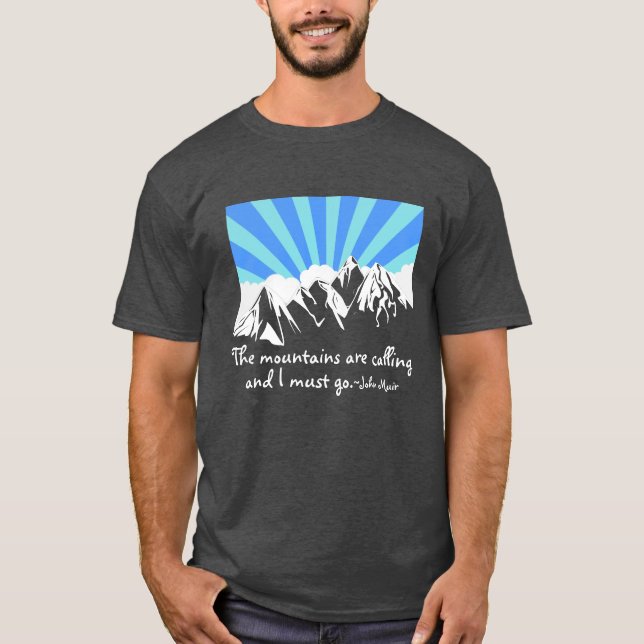 The Mountains Are Calling Retro Clouds & Sky T-Shirt (Front)