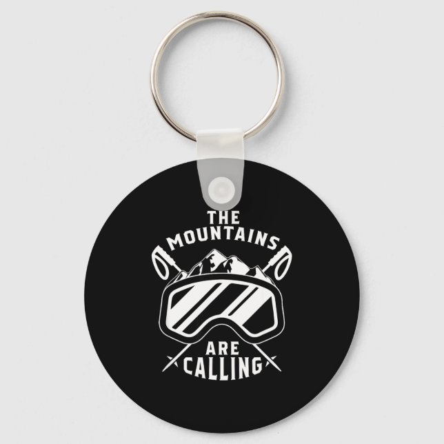 The mountains are calling ski - ski goggles skiing key ring (Front)