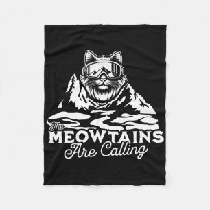 The Mountains Are Calling Snowboards Funny Cat Men Fleece Blanket