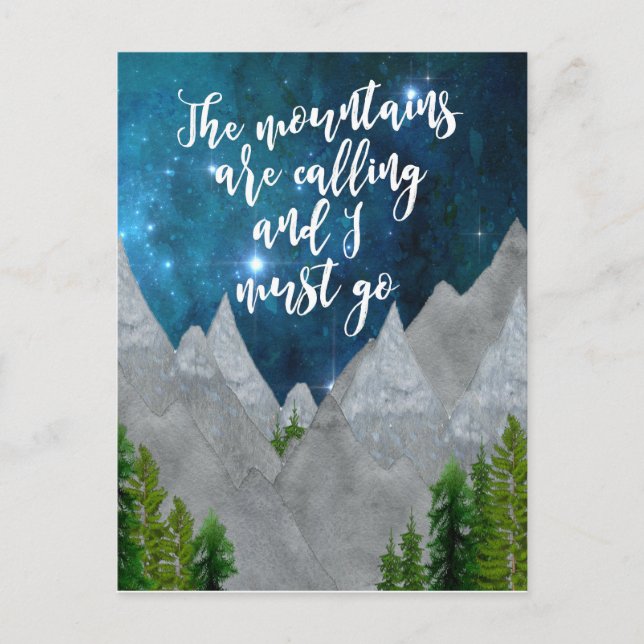 the mountains are calling typography postcard (Front)