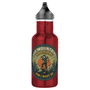 The Mountains Are Calling Vintage Hiking Badge 532 Ml Water Bottle
