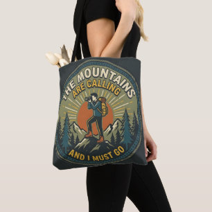 The Mountains Are Calling Vintage Hiking Badge Tote Bag