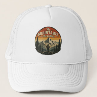 The Mountains Are Calling – Vintage Hiking Trucker Hat