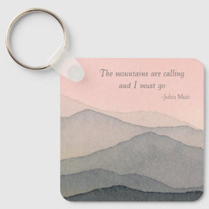 The Mountains are Calling Watercolor  Key Ring